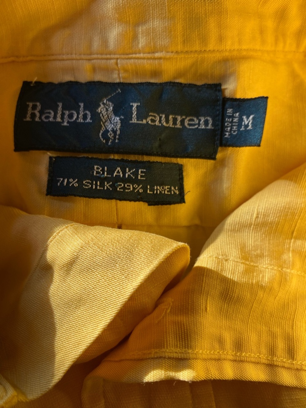 Polo Ralph Lauren Silk Linen Blake Shirt Yellow Size M